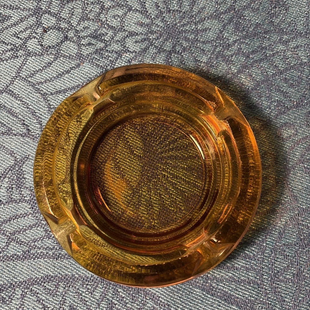 Vintage Amber Glass Ashtray
